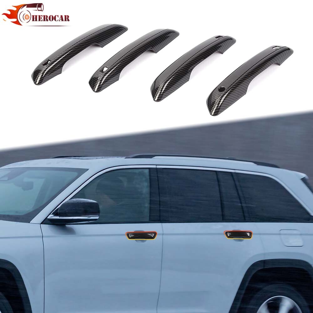4X Carbon Fiber Door Handle Cover Trim for Jeep Grand Cherokee 2022+ Accessories