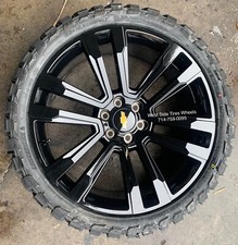 24” GMC SIERRA YUKON BLACK WHEELS CHEVY SILVERADO TAHOE ESCALAD 33” MT MUD TIRES