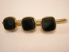 3/8" Square Black  Gold Tone Vintage Formal Shirt Studs prom tuxedo groom b331