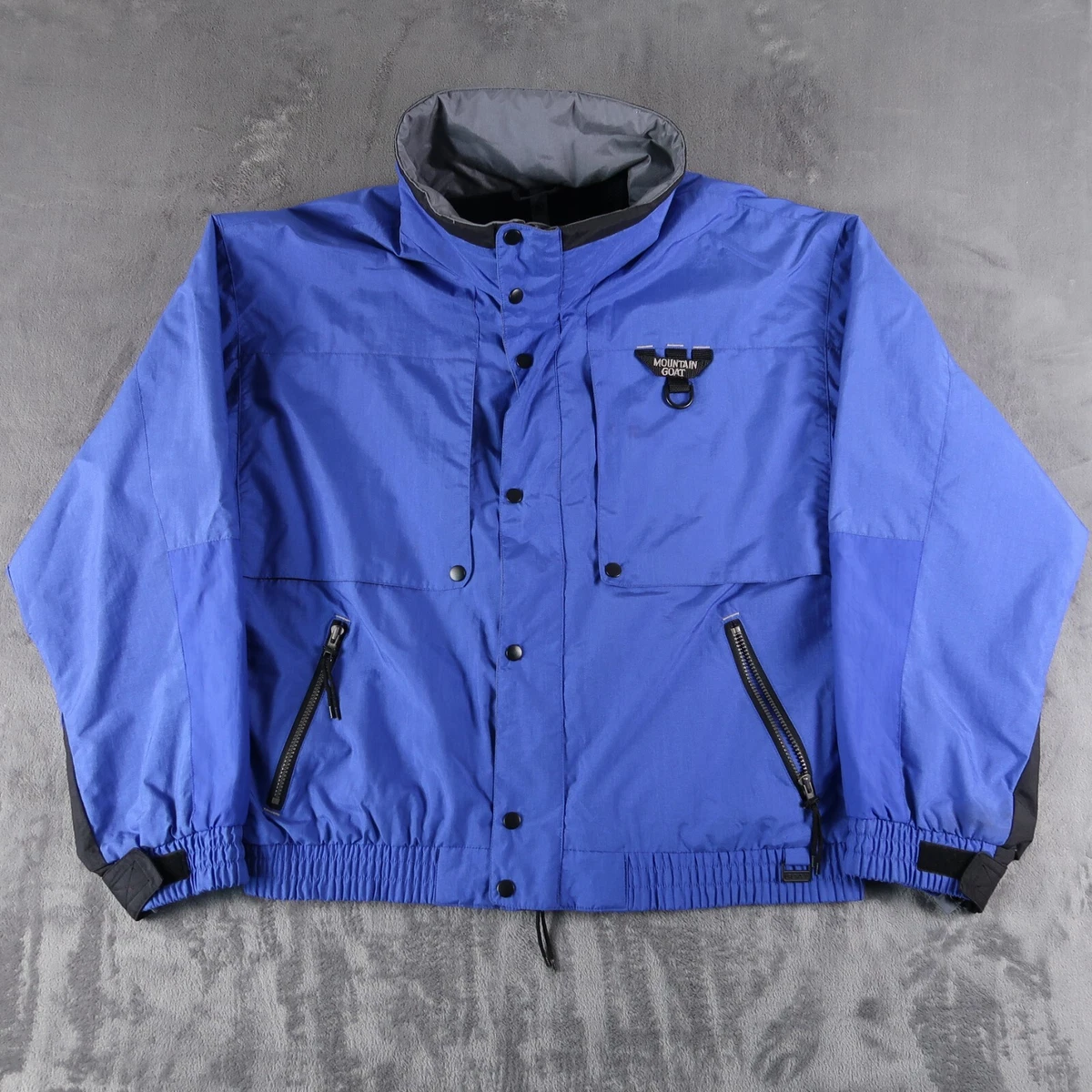 Vintage Mountain Goat Ski Shell Jacket Mens L Large Blue Retro Full Zip  Vented | eBay