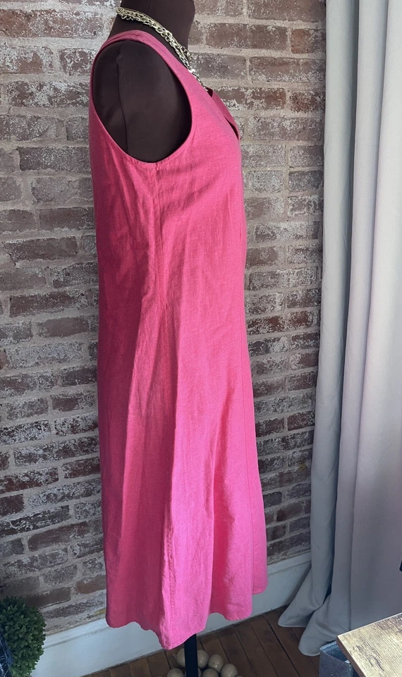 Платье миди Coldwater Creek розовое без рукавов лен хлопковая смесь размер маленький - Изображение 2 из 4