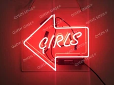 20"x16" Girls Arrow Left Neon Sign Lamp Light Acrylic Visual Room Wall Gift QL