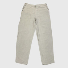 Eileen Fisher Linen Blend Straight Leg Trouser Size M Stone Gray 29" Inseam