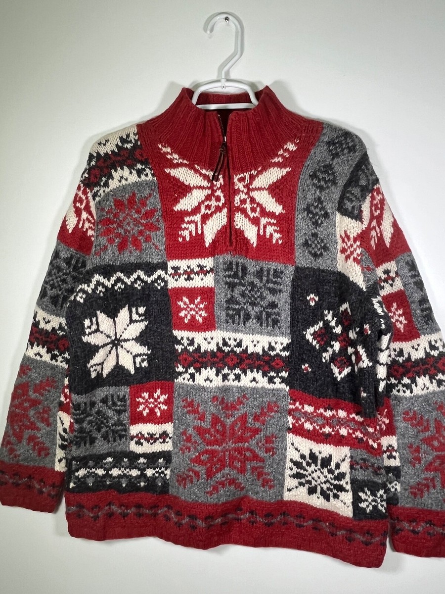Men's Vintage Ralph Lauren Wool Red Snowflake Sweater Size s UK