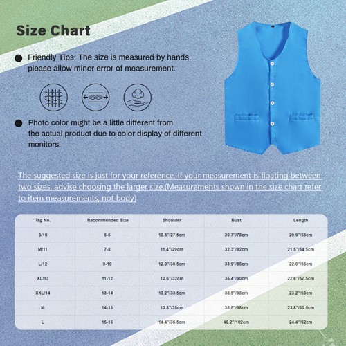 Unisex Kid Volunteer Activity Vest Button Up Waistcoat Uniform Sleeveless Jacket - Picture 67 of 119