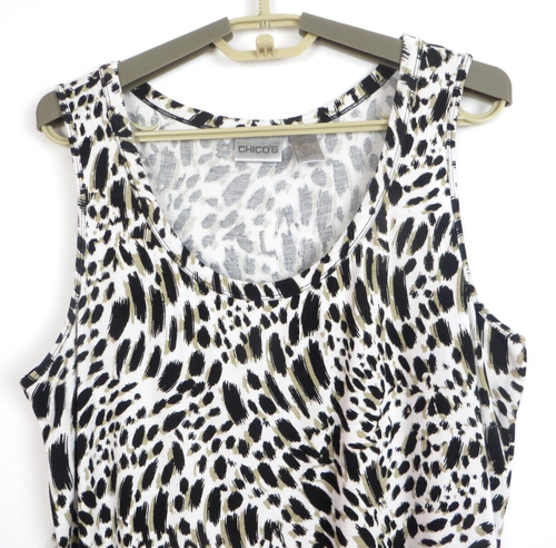 CHICO'S Women's Lightweight Stretch Tank Top Black Sage Green Size 2 M L - Afbeelding 2 van 12