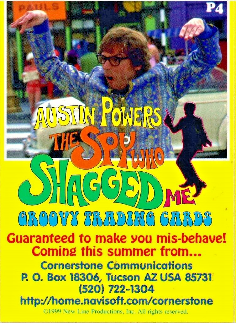 1999 Cornerstone Austin Powers The Spy Who Shagged Me Promo Cards - P2 P3 P4 P5 - Picture 8 of 10