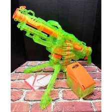 Nerf Vulcan EBF-25 Sonic Green Complete V25-1G. 30 New Glow Darts Very Rare