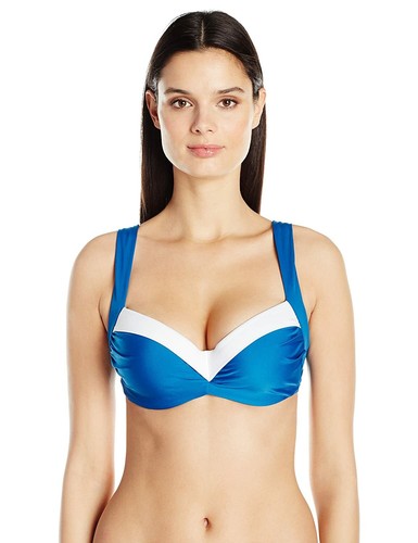 Panache PETROL/WHITE Portofino Molded Balconnet Bikini Swim Top, US 32D, UK 32D - 第 2/5 張圖片
