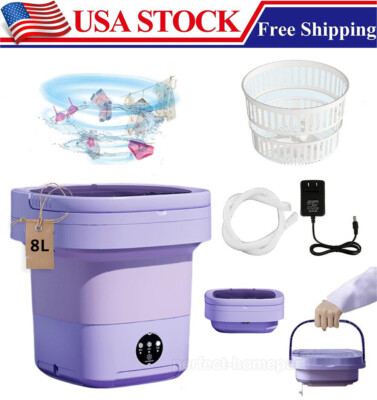 #ad 8L Portable Washing Machine Mini Washer Foldable Washer Small Spin Dryer Travel $23.98