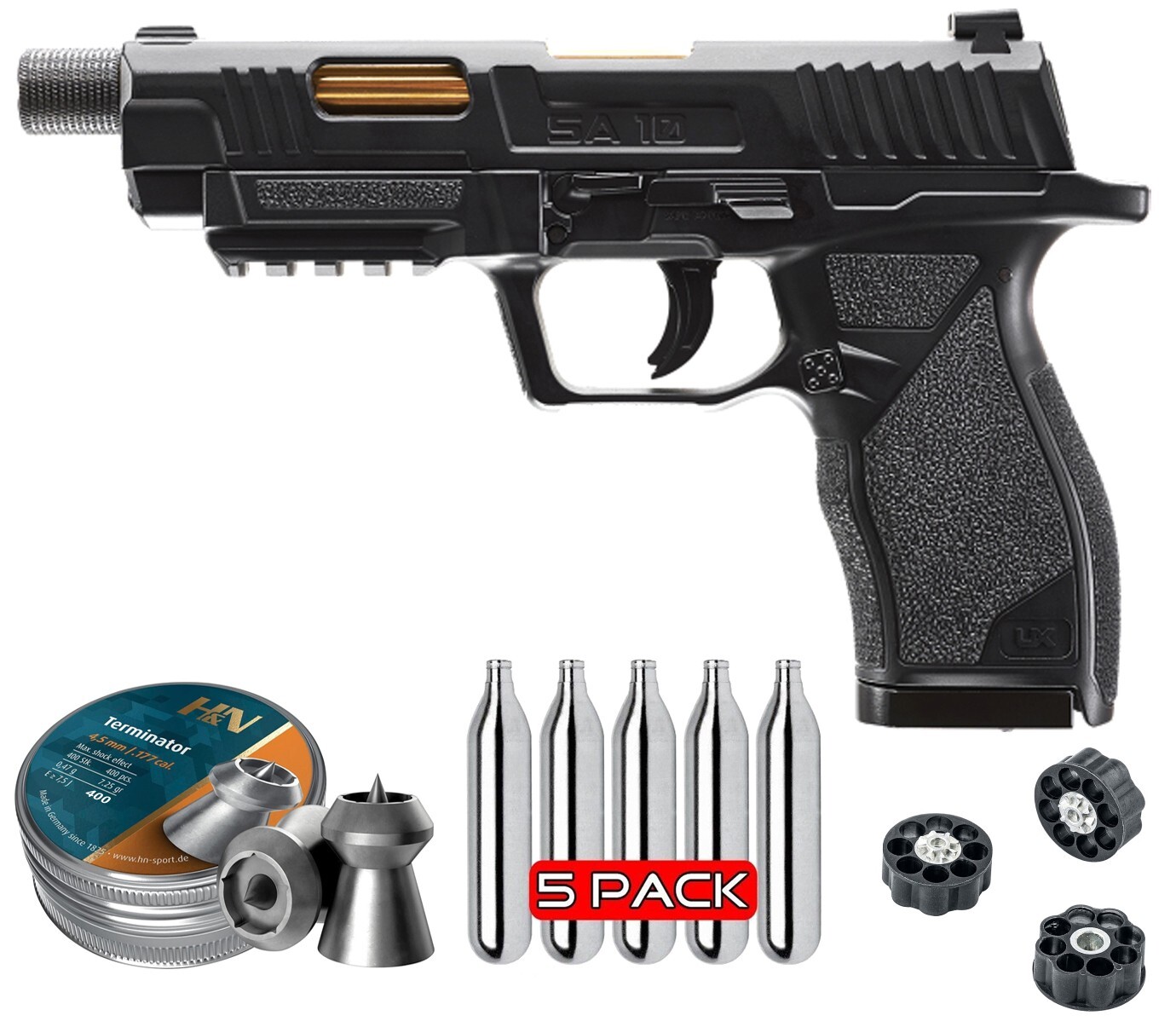 Umarex SA10 Air Pistol .177 Cal w/ 400 Pellets & 5 CO2 Bundl