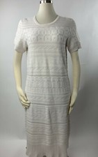 NEW Banana Republic Ivory Sweater Dress Mixed Knit Medium Tall
