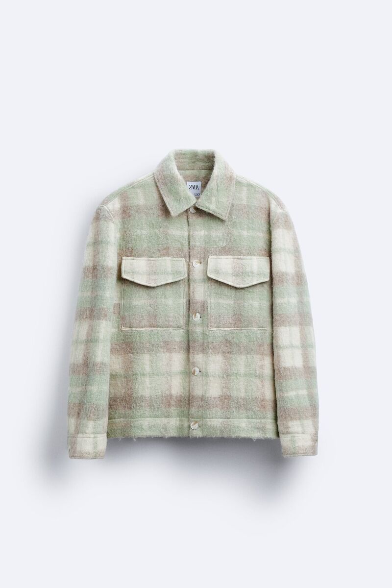 New Zara Textured Plaid Jacket Wool Blend M 5931/400 Mint New Zara Textured Plaid Jacket Wool Blend M 5931/400 Mint