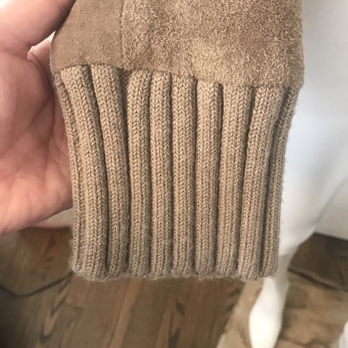 Co-Op Women’s Suede Jacket Small 100% Leather Full Zip Lined Knit Trim Beige - Picture 4 of 8