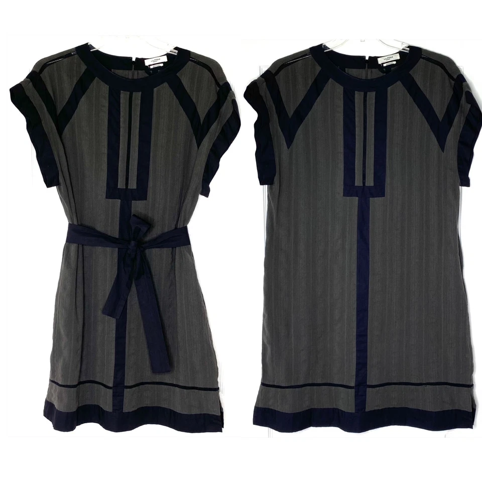 Vestido túnica Isabel Marant Etoile algodón gasa bloques de colores faja con cinturón corbata 38 = 6 Foto 2 de 4