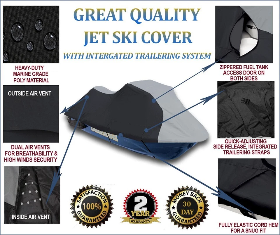 For Seadoo Sea Doo GTX GTI GT GTS Jet Ski PWC Bombardier Trailerable Cover - Image 2 of 4