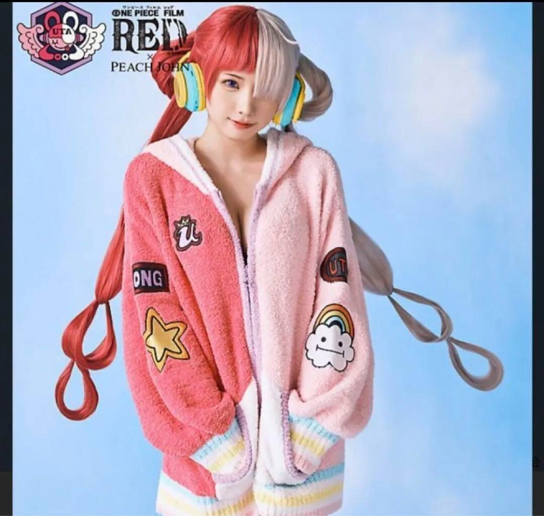 One Piece Film Red Peach John Collaboration Uta Hoodie size M Pink