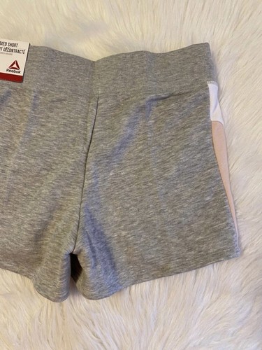 Pantalones Cortos Reebok Para Mujer Talla Pequeña Gris Rosa Blanco Colorblock Relajado Short - Imagen 7 de 7