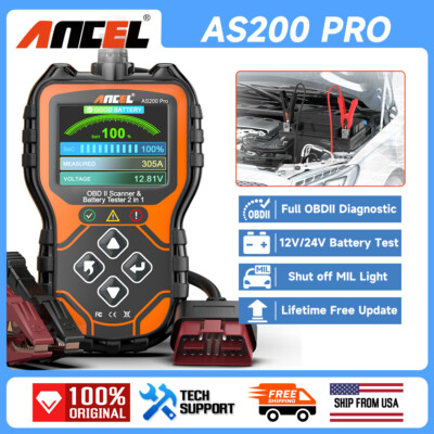 ANCEL AS200 PRO Car Diagnostic 2 in 1 Engine Check OBD2 Code Reader Battery Test