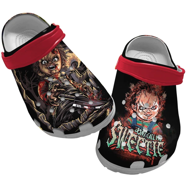 Horror Chucky Clogs Red And Black