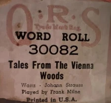 QRS player piano wardrobe 30082 tales from the Vienna Woods