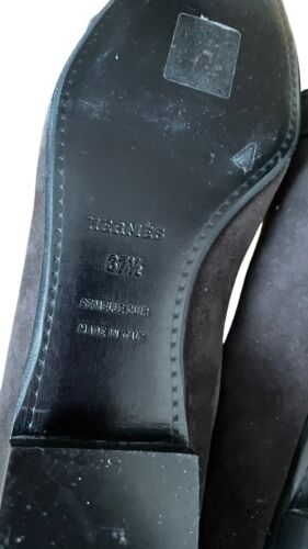 Hermes vintage suede flats silver detail size 37 1/2 EU, 6,5 US, 4 UK - Picture 4 of 6
