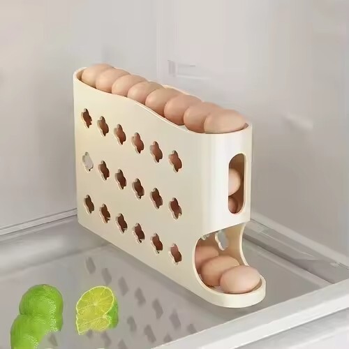 Automatische Rollen Ei Aufbewahrungsbox - 2-4 Schichten Leiter Stil Organizer für Kühlschrank - Bild 5 von 13