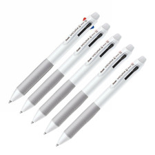 Pentel Vicuna 4-Color Ballpoint Pen 0.7mm, Smooth Writing, White, 5-Pack