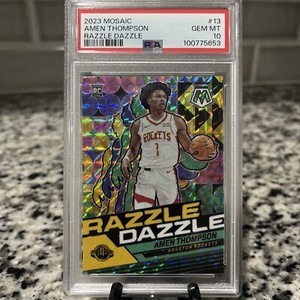 2023 Panini Mosaic Amen Thompson Razzle Dazzle Case Hit #13 PSA 10 Rookie 