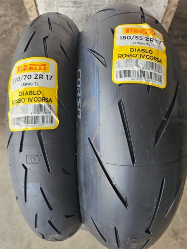Coppia 120/70 ZR17 58W e 180/55 ZR17 73W PIRELLI DIABLO ROSSO 4 CORSA DOT 24/25 - Foto 2 di 2