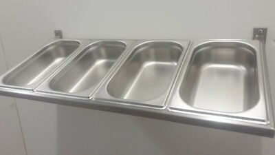 Pro kommerzielles Gewürzregal / Regal - 1/6 GN x 4 Gastronorm Topfgröße - Wandhalterung