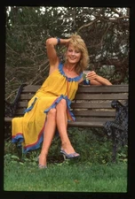 June Chadwick photo shoot in yellow dress Stamped Original 35mm Transparency