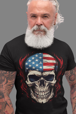 Herren Shirt American Deadhead Live Fast Biker T-Shirt Rock Rocker Bike