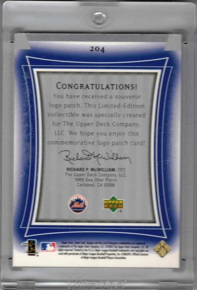 2003 Upper Deck Sweet Spot Sweet Beginnings Phil Seibel (#204) patch card /1430 - Image 2 of 2