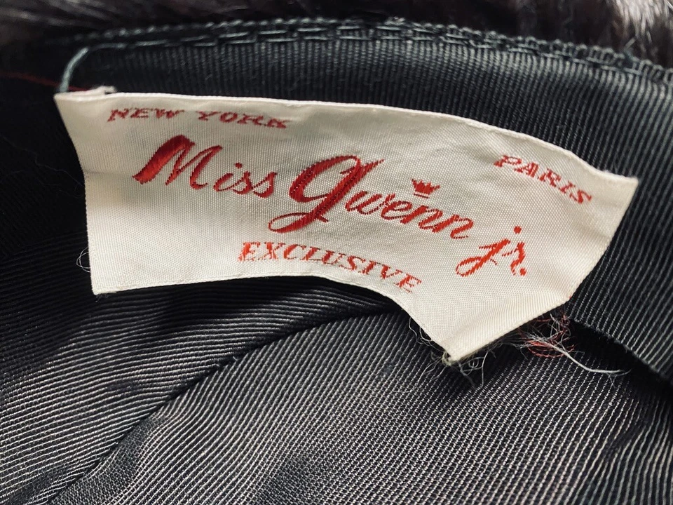 复古黑色/深棕色貂皮帽 Miss Gwenn Jr Sort of Beret 中号 1950 年代 — 第 4/4 张图片