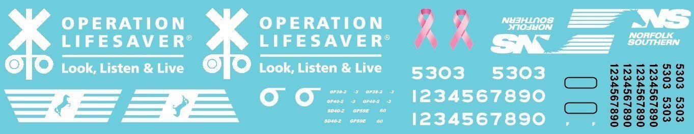 HO Scale - Norfolk Southern Operation Lifesaver Units Decal Set