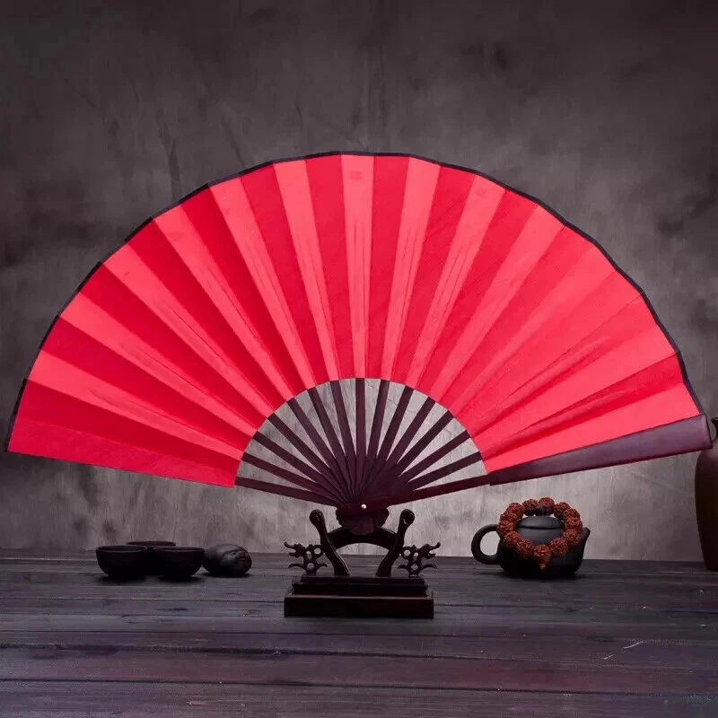 Складной ручной вентилятор 10/13 дюйма из китайской шелковой ткани деревянный бамбук антикварный - Изображение 4 из 4