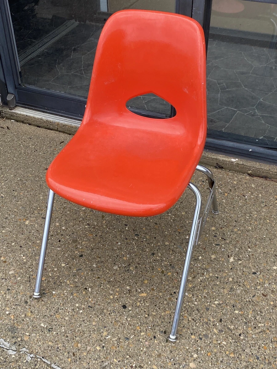 Vintage Mid Century MCM Fiberglas Krueger Shell Chair Tangerine
