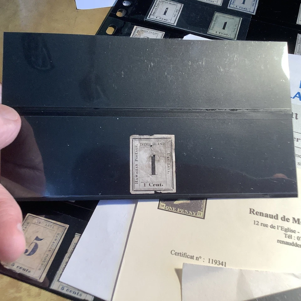 1863 Hawaii 1c Black on Grayish NUMERAL Inter-Island Scott #15 Mint + Rugged - Image 2 of 4