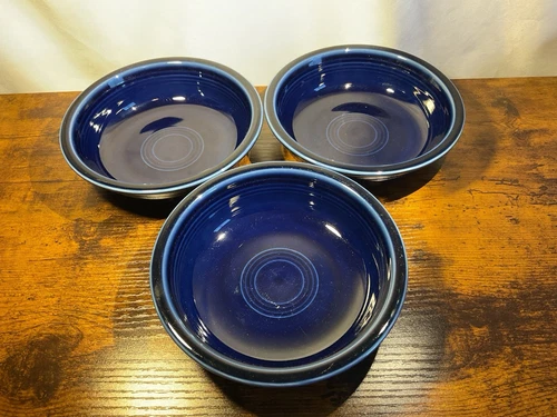 Fiesta HLC Homer Laughlin Cobalt Blue 7" Cereal Bowls Set of 3