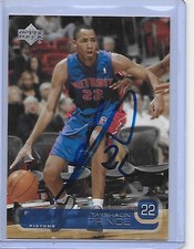 TAYSHAUN PRINCE Basketball Card IP auto NBA rookie Detroit Pistons 2002-03 UD. rookie card picture