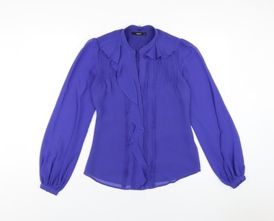 Oasis Damen blau Polyester Basic Knopfleiste Größe 8 V-Ausschnitt