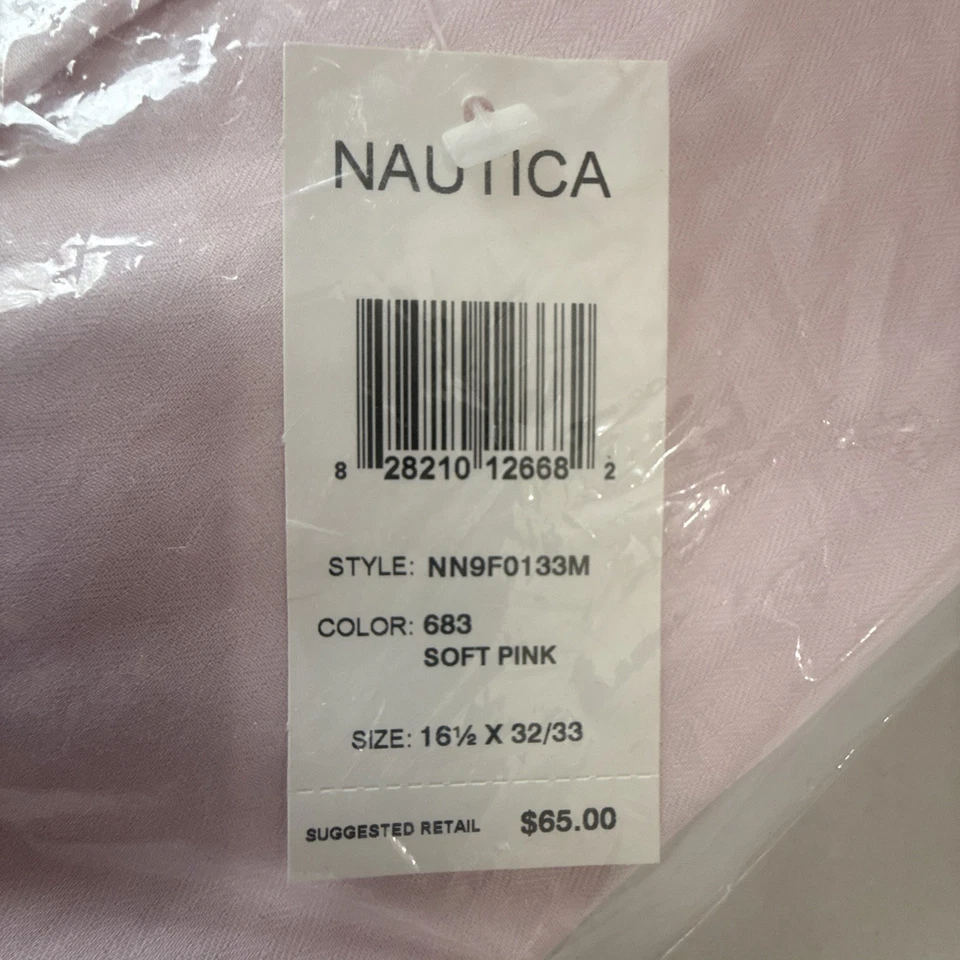 New Nautica Mens Dress Shirt Non Iron Button Front Sz 16.5 32/33 - Soft Pink 683 - Image 4 of 4