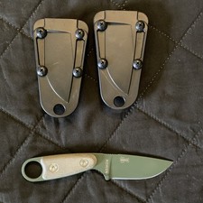 Esee Rowen Izula Fixed Blade Knife Green Micarta Handle Drop Point Sheath