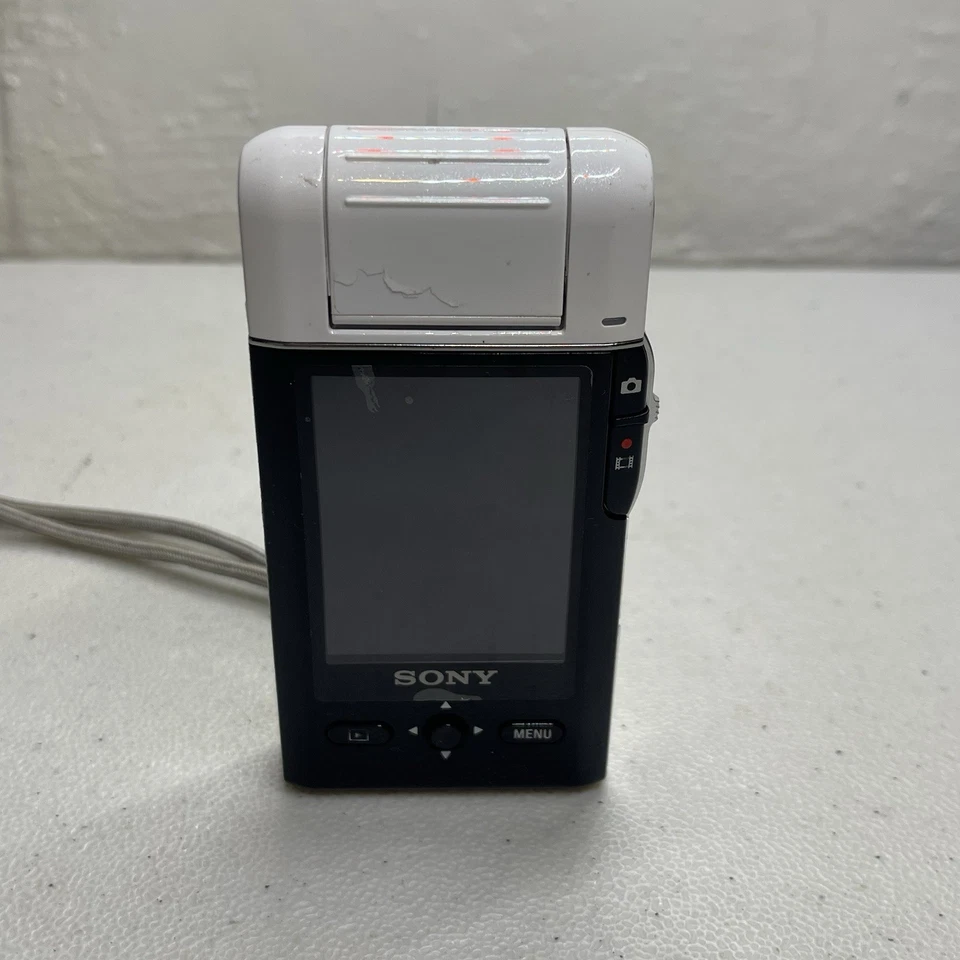 Cámara digital de bolsillo Sony MHS-PM5 HD Bloggie lente de ángulo 360 probada blanca con batería Foto 3 de 4