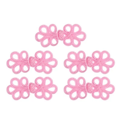 5 Paare chinesische Knoten Frosch Knöpfe Verschluss Rosa Nähen Knöpfe, 7,5x3,5cm - Bild 1 von 4