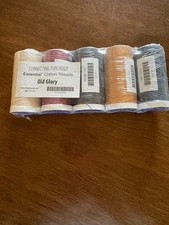 Set of 5 1200-Yard Spools 100% Cotton Thread Old Glory Colors
