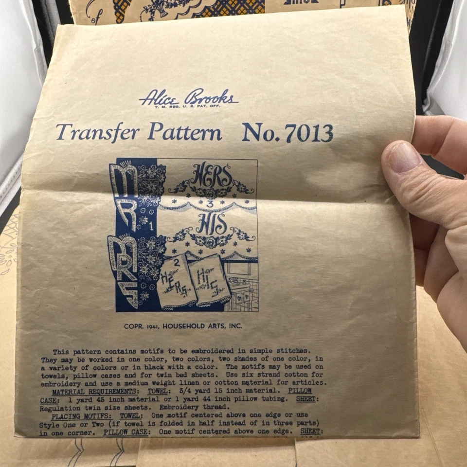 1930s Vintage Walker EMBROIDERY TRANSFER 33 His Hers China & Floral Sprays UNCUT - Image 3 of 4