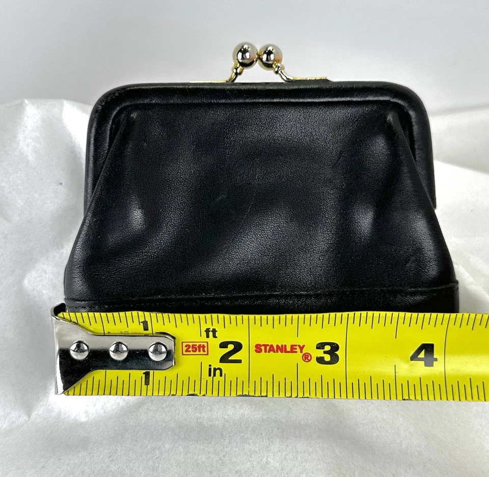 Cartera de Colección COACH 6903 Cuero Suave Negra Logotipo Sutil Kisslock Cambio 4X3 Foto 2 de 4