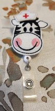 Retractable Reel Badge ID Holder Cow CUTE  NWOT